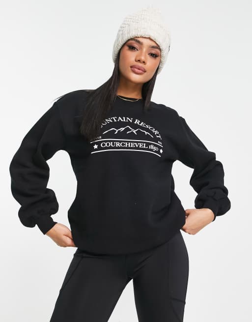 Threadbare Ski – Czarny sweter ze wzorem