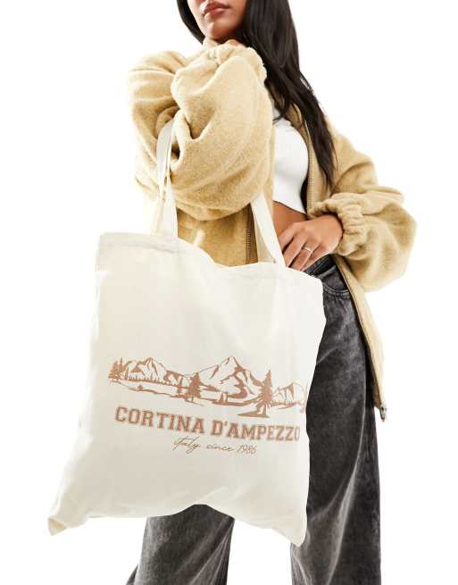 Threadbare - Ski - Ecrufarvet tote-taske med print