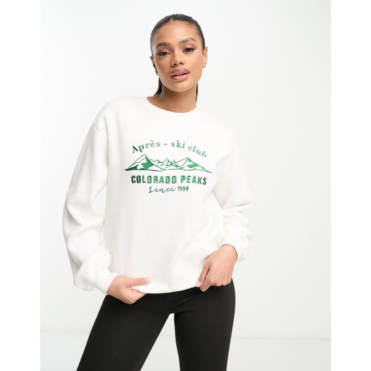 Threadbare Ski embroidered sweater in white