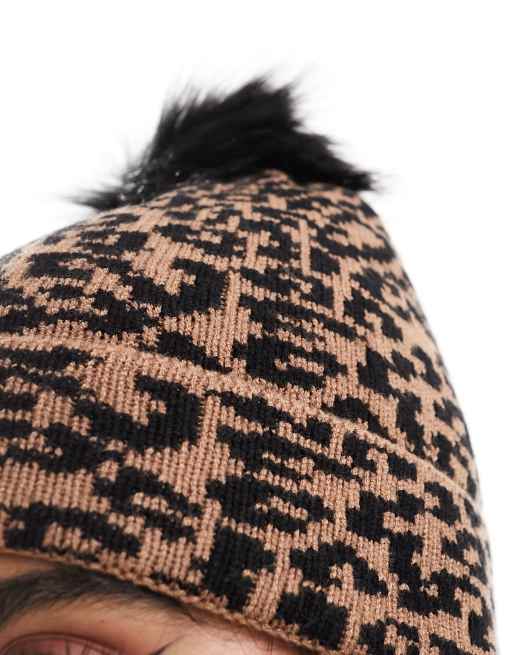 Threadbare Ski faux fur bobble hat in leopard print | ASOS