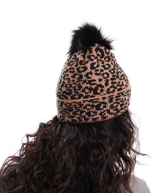 Threadbare Ski faux fur bobble hat in leopard print | ASOS