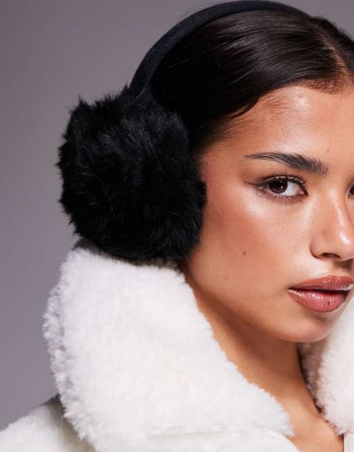 Threadbare Ski faux fur ear muffs in black