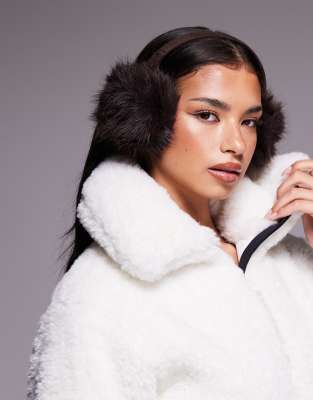 Threadbare Ski Faux Fur Ear Muffs In Brown