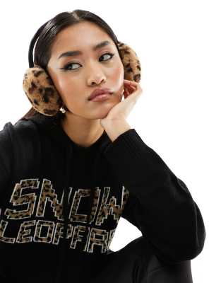 Threadbare Ski faux fur ear muffs in leopard print - ASOS Price Checker