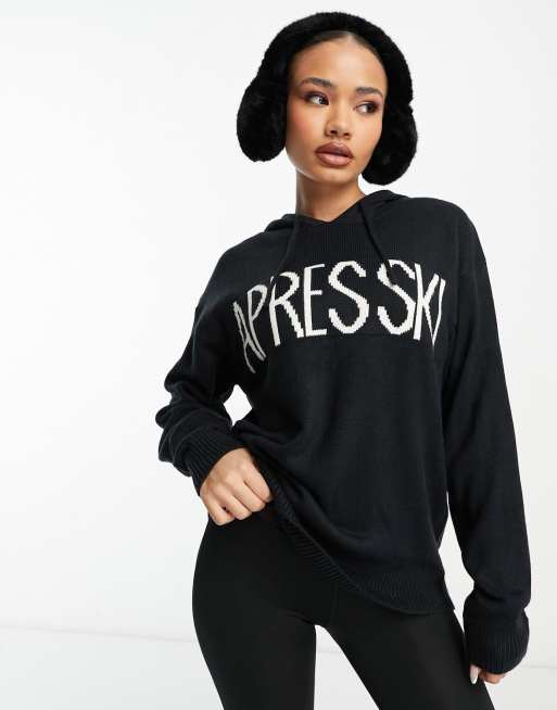 Threadbare - Ski - Gebreide hoodie in zwart