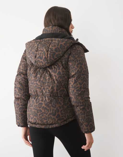 Threadbare Ski gewatteerd jack met capuchon in luipaardprint, 4 van 4