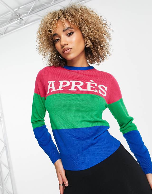 Threadbare Ski high neck printed sweater in multi