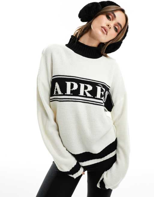 Threadbare Ski – Hochgeschlossener Pullover mit monochromem Print