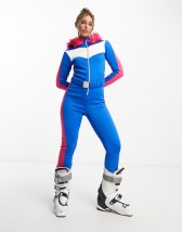 Topshop Sno ski suit with funnel neck & belt in pink