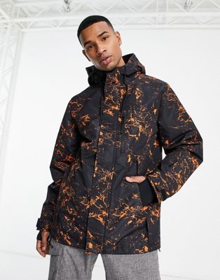 Threadbare ski  jacket co-ord in black & orange print