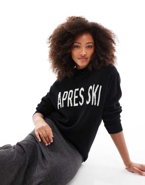 Threadbare Ski knitted Apres hoodie in black - view 1