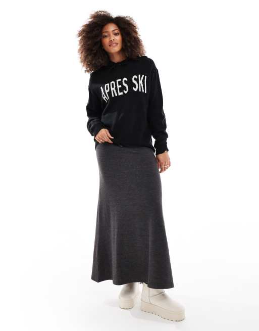 Threadbare Ski knitted Apres hoodie in black