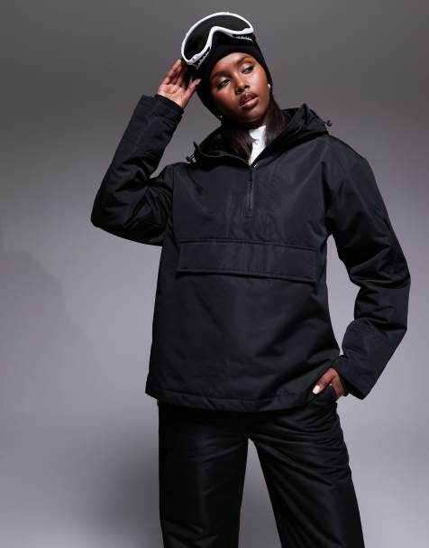 Threadbare Ski overhead jacket with hood in black
