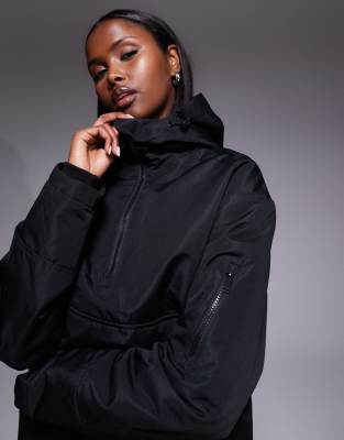 Threadbare Ski Over The Head Jacket With Hood In Black