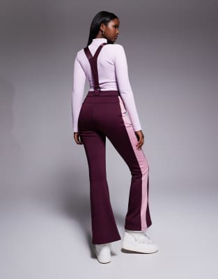 Threadbare Ski Overalls With Contrast Panels In Purple