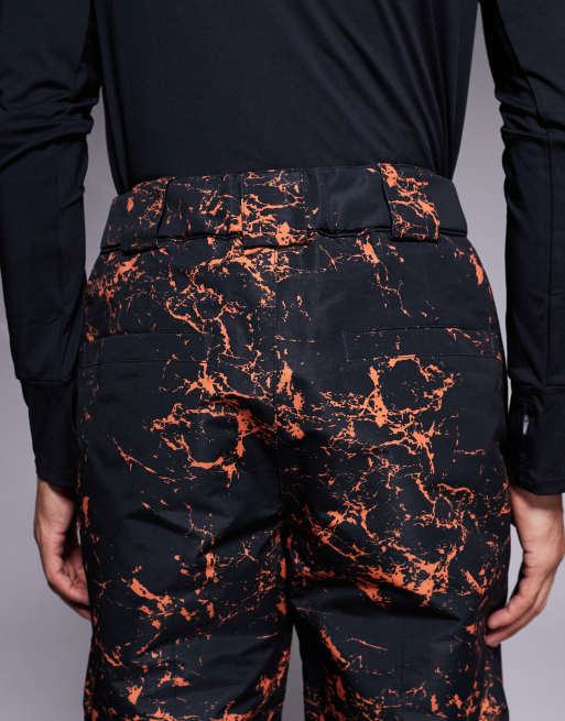 Threadbare ski pants in black and orange print, 4 of 5