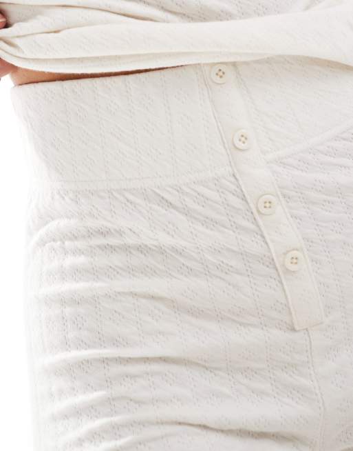 Threadbare Ski pointelle thermal set in ecru