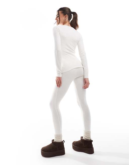 Threadbare Ski pointelle thermal set in ecru
