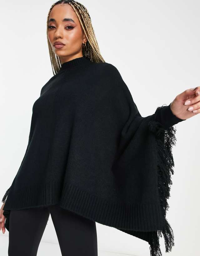 Threadbare Ski poncho in black