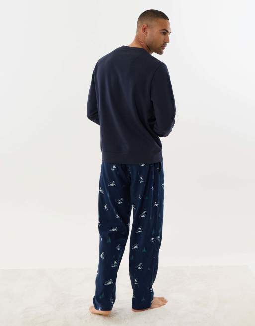 Threadbare Ski print long sleeve pyjama set in navy, 4 of 4