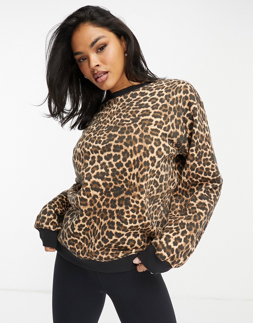 Threadbare Ski printed sweater in leopard-Black