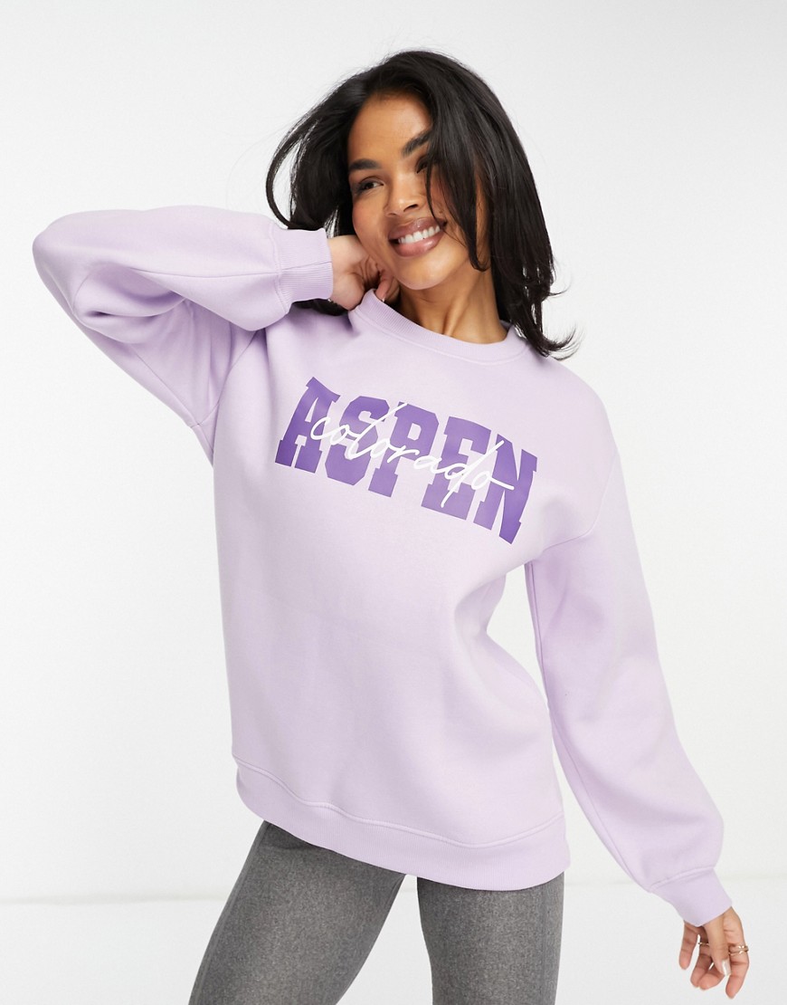 Threadbare Ski printed sweater in lilac-Purple