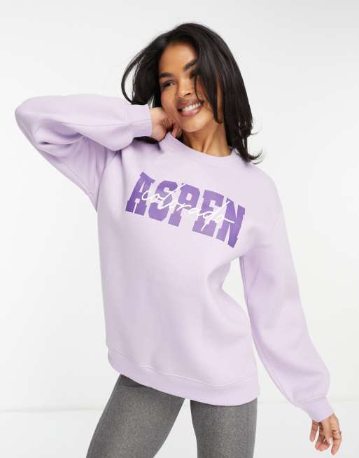 Threadbare Ski printed sweater in lilac | ASOS