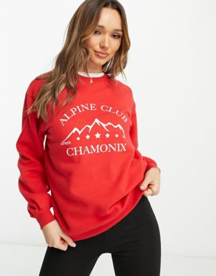 Threadbare Ski printed sweater in red - ASOS Price Checker
