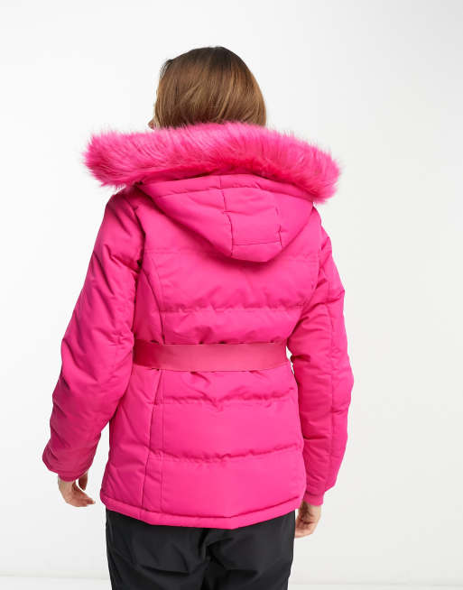 Studio, Girls Pink Faux Fur High Shine Padded Jacket, Pink