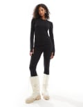 [Threadbare] Threadbare Ski ribbed base layer top and leggings set in black 14 Black
