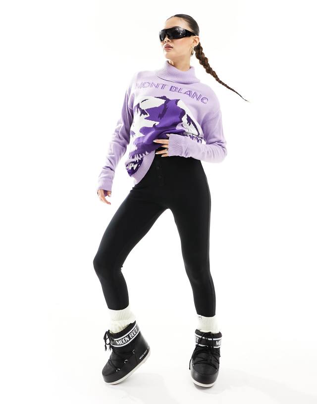 Threadbare - ski roll neck printed jumper in purple