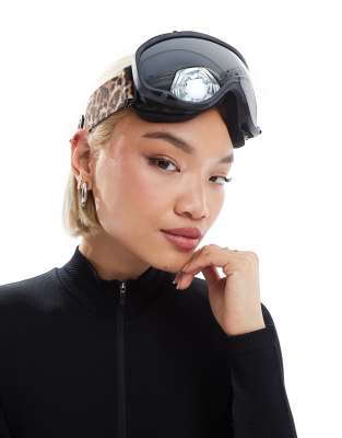 Threadbare - Ski - Skibrille mit schwarzem Gestell und Leopardenmuster-Bunt