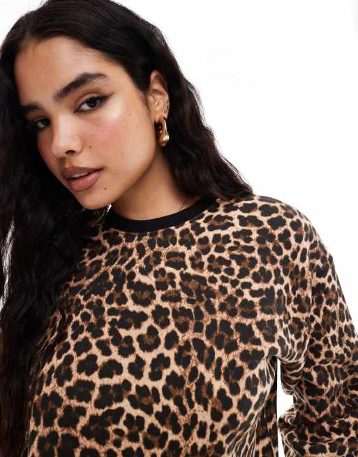 Threadbare Ski sweatshirt in leopard print