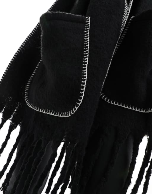 Threadbare Ski tassel scarf in black | ASOS