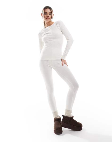 Threadbare – Ski – Thermo-Set aus Pointelle in Ecru - view 1