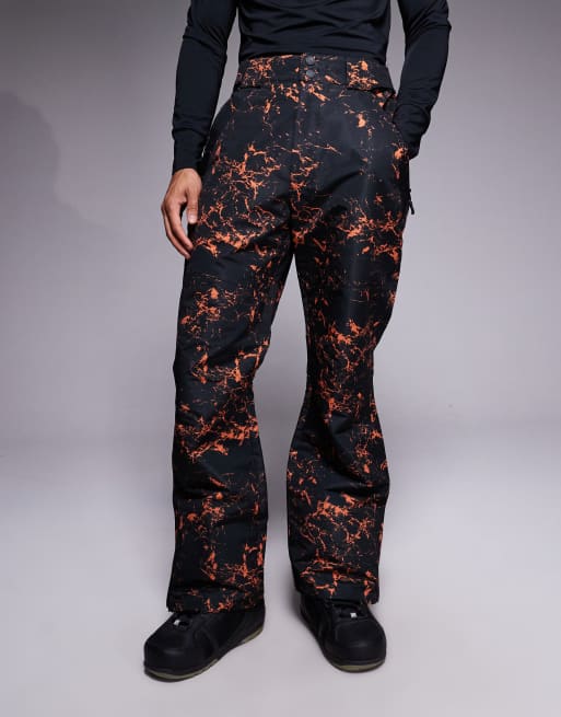 Threadbare ski trousers in black and orange print, 3 of 5