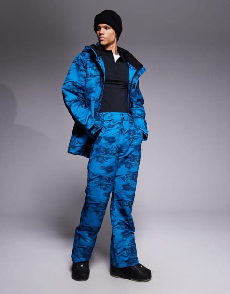 Threadbare ski trousers in blue and navy print - view 1