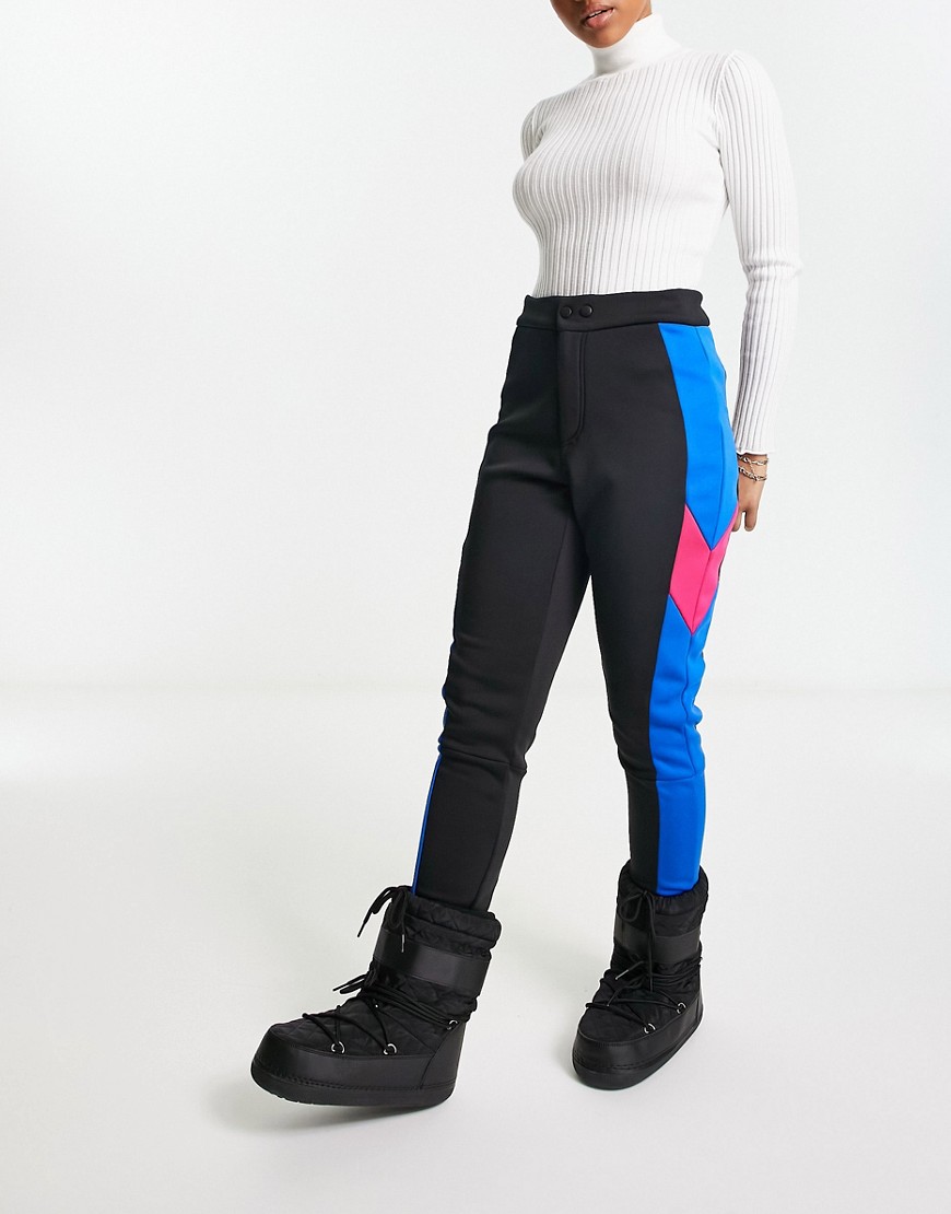 Threadbare Ski trousers with panelling in black and blue