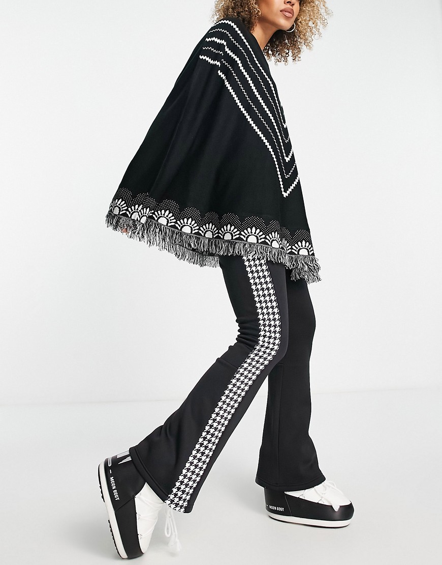 Threadbare Ski wide leg trousers with contrast in black