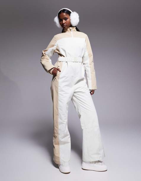 Threadbare – Ski – Zweifarbiger Skianzug in Ecru und Steinbeige - view 1