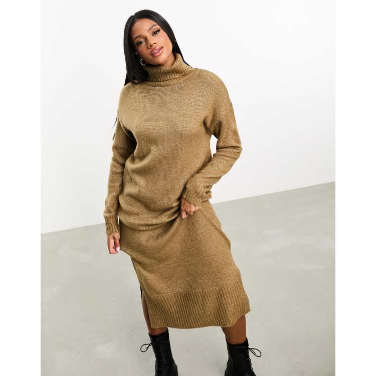 Oversized roll store neck jumper dress