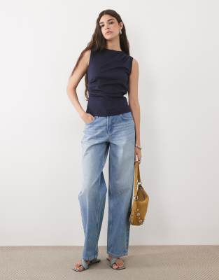Threadbare Sleeveless Draped Tank Top In Blue