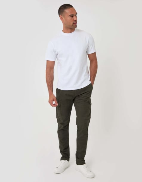 Threadbare Slim fit cargo style trousers in forest green - view 1