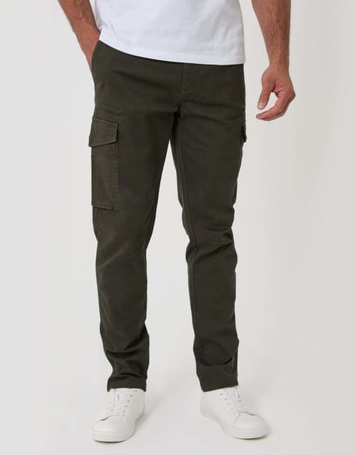 Threadbare Slim fit cargo style trousers in forest green, 2 of 4