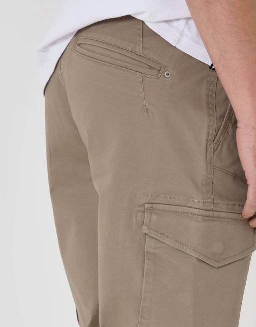 Threadbare Slim fit cargo style trousers in taupe, 3 of 4