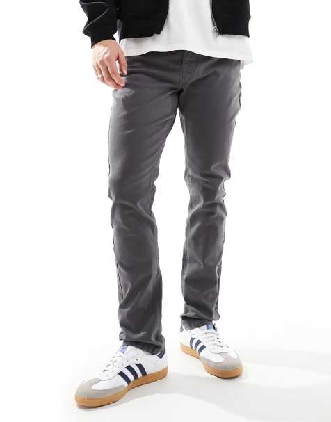 Threadbare slim fit chino pants in charcoal - view 1
