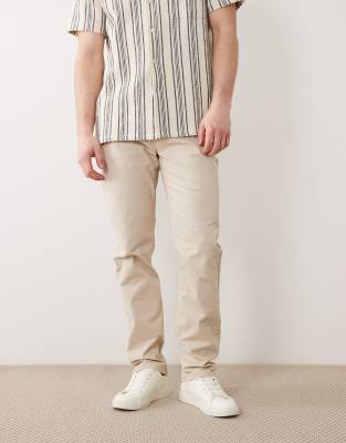 Threadbare Slim Fit Chino Pants In Neutral