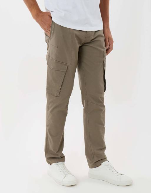 Threadbare Slim fit cotton rich cargo trousers in mushroom brown, 2 of 4