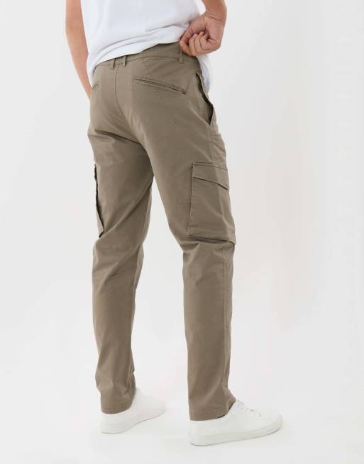 Threadbare Slim fit cotton rich cargo trousers in mushroom brown, 4 of 4