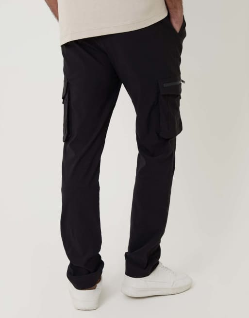 Threadbare Slim fit stretch cargo trousers in black in black, 4 of 5